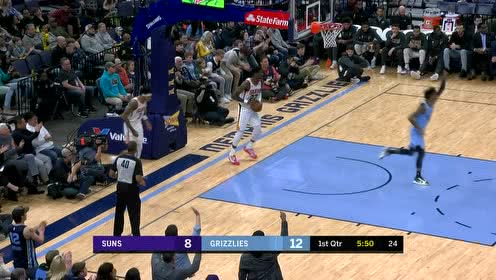 【NBA集锦】彩虹连线贯穿全场 大锤助飞莫兰特双臂暴扣