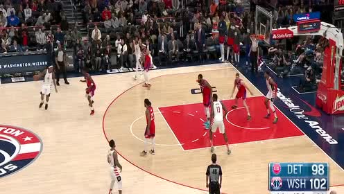 【NBA集錦】活塞100-106奇才 比爾全場29+6聯(lián)手眾將力克活塞