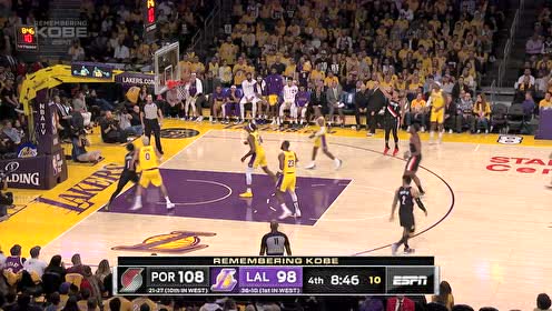 【NBA集錦】斯臺(tái)普斯全場(chǎng)高呼“科比”激勵(lì)湖人 庫(kù)茲馬&波普連續(xù)得分打停對(duì)手