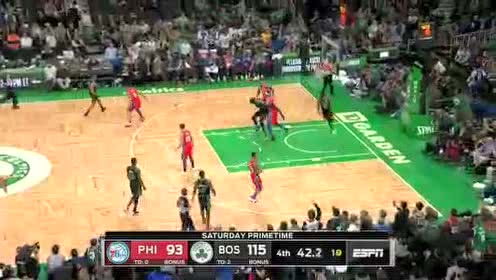 【NBA录像回放】费城vs凯尔特人第4节 绿军连取5分收割比赛