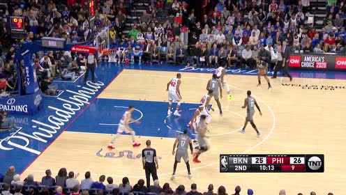 【NBA集锦】钱德勒外线三分稳稳命中 篮网瞬间反超76人