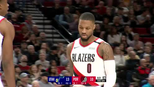 【NBA集锦】戈贝尔根本防不住他 利拉德高抛白边空接重扣