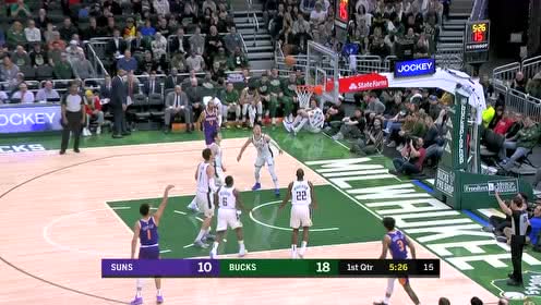 【NBA集锦】布克外线干拔手下一记三分球 再直突内线助攻艾顿指尖放篮命中