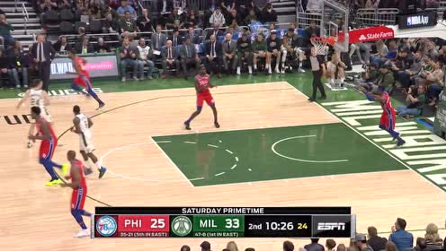 【NBA集锦】罗宾逊突破分球 恩比德大空位半截篮出手穿网而过