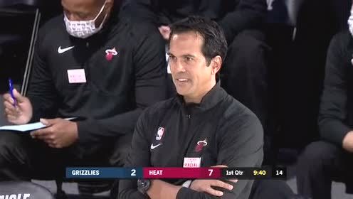 【NBA录像回放】灰熊vs热火第1节 莫兰特空接双臂暴扣