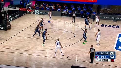 【NBA集锦】铁树开了花 西蒙斯底角三分干脆入网 大帝也起来欢呼