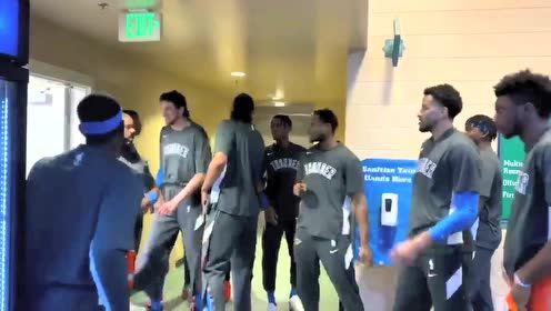 【NBA集锦】雷霆赛前队内训话 保罗和亚当斯鼓舞全队气势