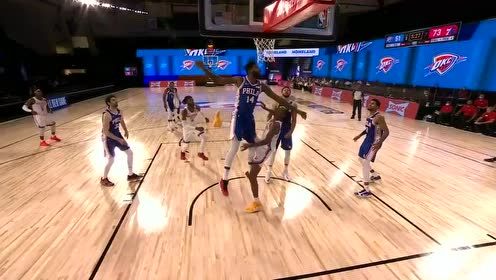 【NBA集锦】热身赛就这么拼 亚历山大直突内线得分狠狠摔倒