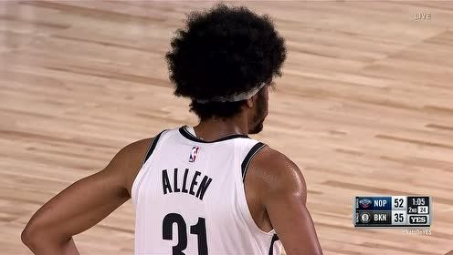 【NBA集锦】充分发挥臂展优势 艾伦篮下一挑三强硬转身勾手上篮