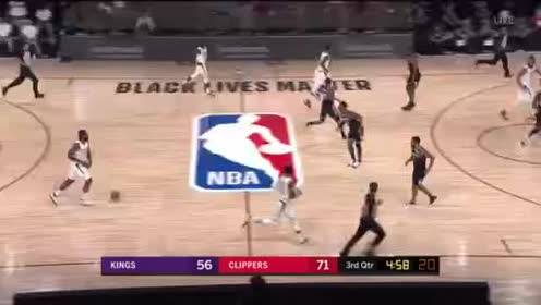【NBA录像回放】NBA热身赛：国王vs快船第3节 希尔德借助掩护三分一发入魂