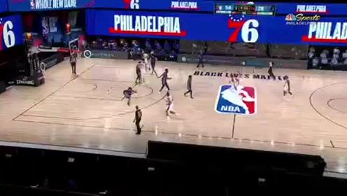 【NBA录像回放】NBA热身赛:灰熊vs费城第3节 西蒙斯命中底角三分
