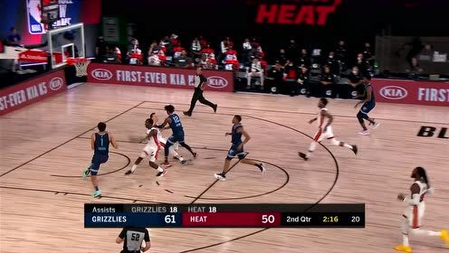 【NBA集锦】莫兰特快攻不贪功 妙传助安德森上反篮得手
