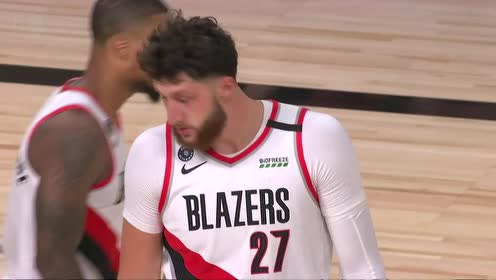 【NBA集锦】利拉德炮弹直塞送妙传 努尔基奇接球转身打进2+1