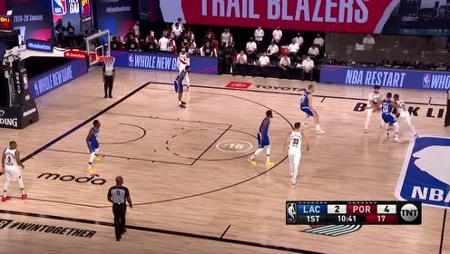 【NBA集锦】自己投完自己抢!利拉德外线超远三分应声入网