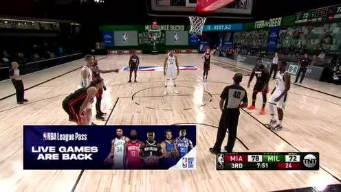 【NBA录像回放】热火vs雄鹿第3节 字母哥转陀螺过人荡秋千暴扣