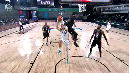 【NBA集锦】莱昂纳德突破小抛投 东契奇反击依靠强打哈雷尔