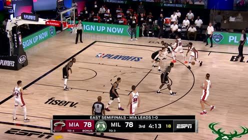 【NBA集锦】米德尔顿转身后仰美如画 大洛空接吃饼追平分差