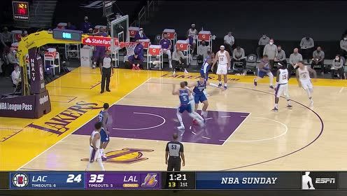 【NBA录像回放 国语】NBA季前赛：快船vs湖人 第1节英文原声回放