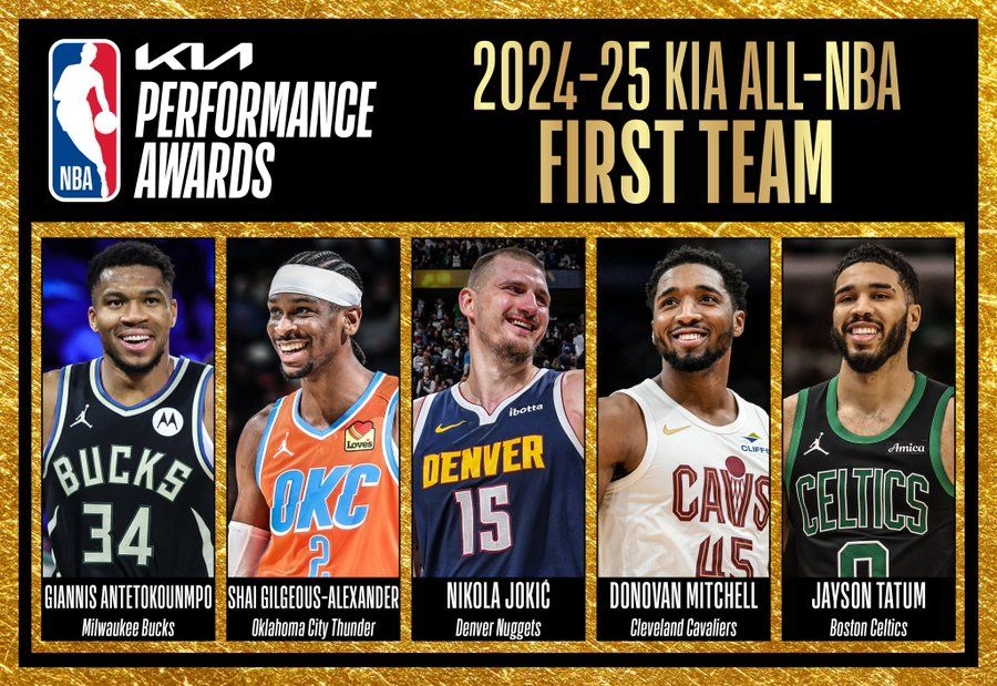NBA官宣最佳阵容：亚历山大等4人全票一阵 詹皇库里二阵哈登三阵