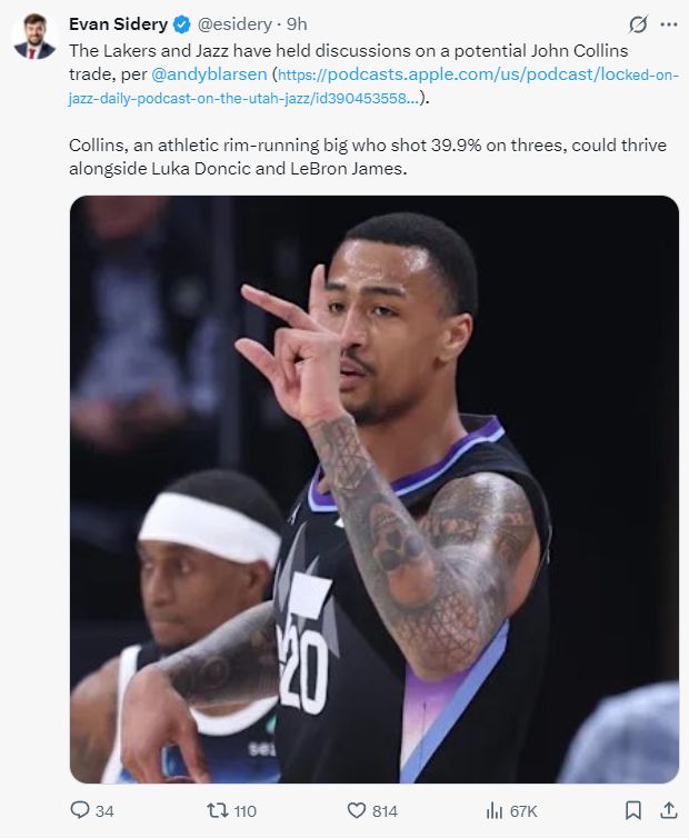 美记称湖人追科林斯与凯斯勒有关！湖媒列7换2方案：可留下里夫斯