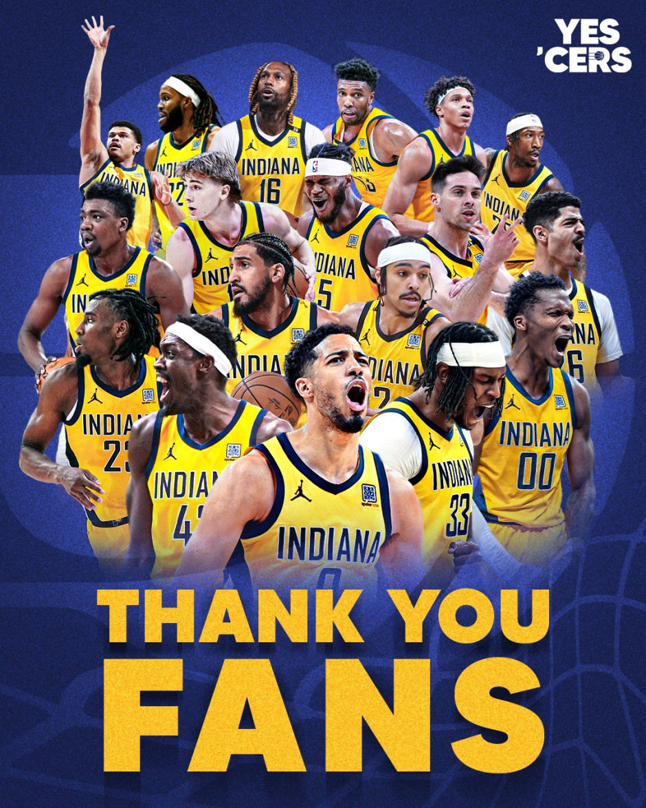 NBA总决赛赛后步行者发文：谢谢你们一直相信我们，谢谢你们！
