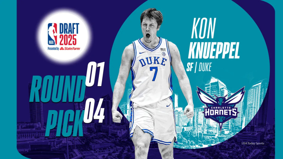 2025年NBA选秀康-克努佩尔 黄蜂队选中来自杜克大学的天才射手