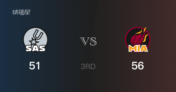 NBA常规赛：热火以56-51领先马刺，结束三节