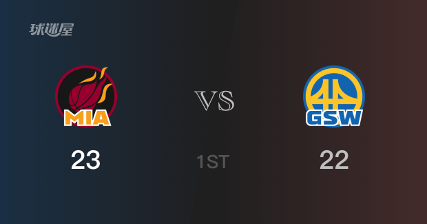 NBA常规赛 ：首节数据，热火以23-22领先勇士，贾文特-库克5分
