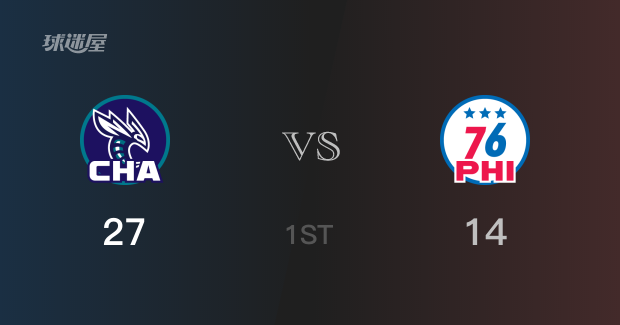 NBA常规赛：首节结束，黄蜂以27-14领先76人，辛普森7分4篮板