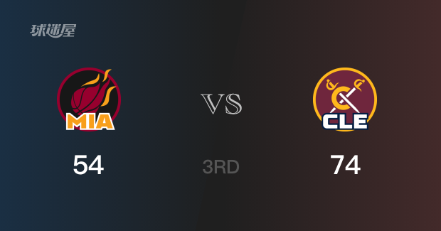 NBA常规赛：骑士以74-54领先热火，结束三节
