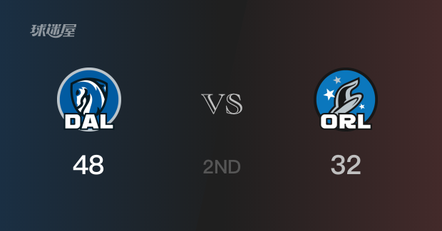 NBA常规赛 ：半场数据， 独行侠以48-32领先魔术，M-刘易斯13分