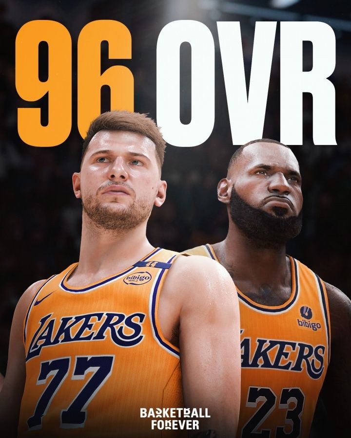 湖人2K26能力值曝光：东契奇詹姆斯同为96 艾顿83布朗尼68