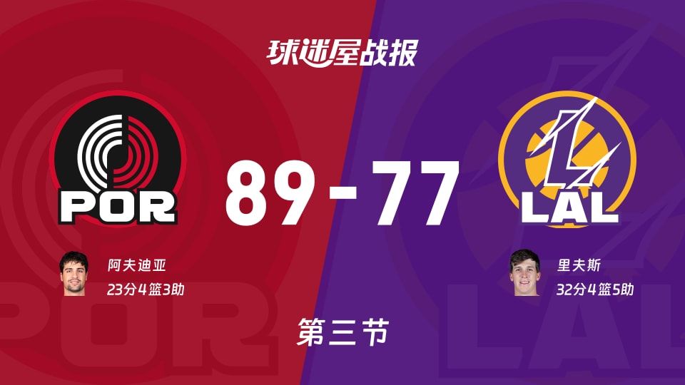 开拓者vs湖人第三节战报