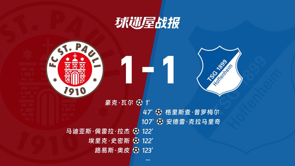 圣保利vs霍芬海姆比赛结果
