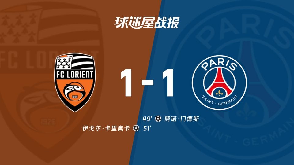 洛里昂vs巴黎圣日耳曼比赛结果