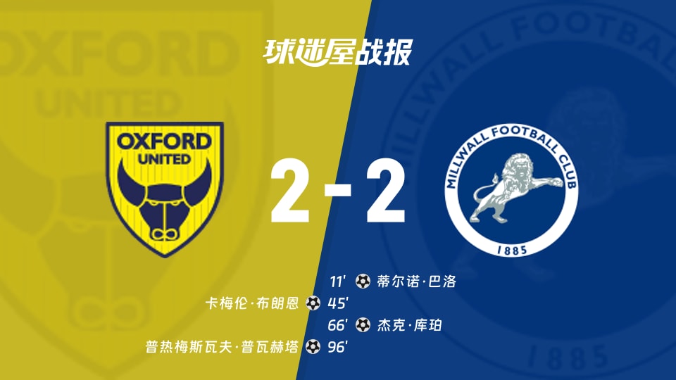 牛津联vs米尔沃尔比赛结果
