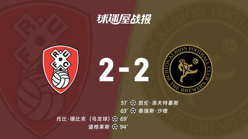 罗瑟汉姆vs伯顿比赛结果