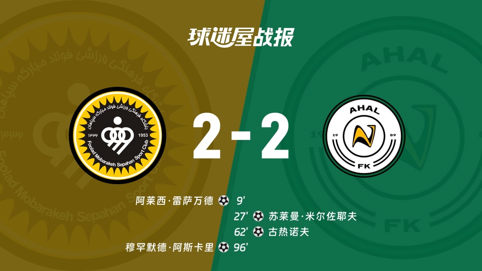 塞帕罕vs阿哈尔比赛结果