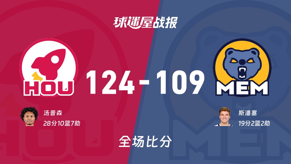 火箭vs灰熊战报
