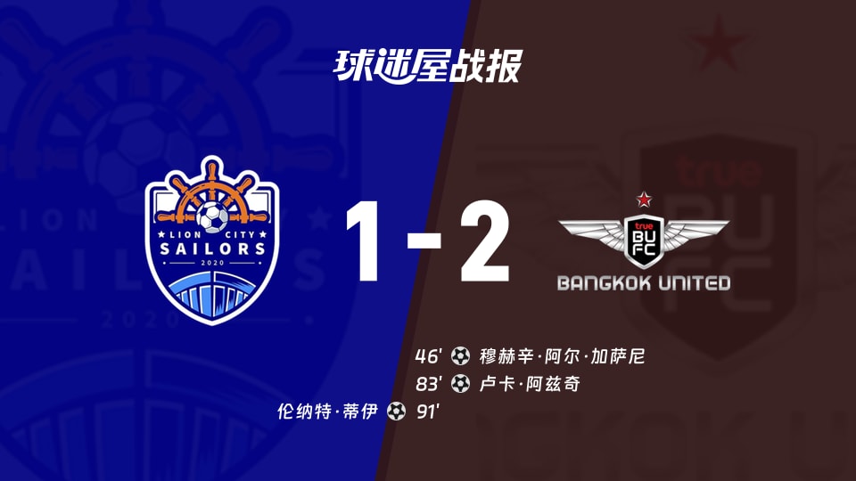 狮城水手vs曼谷联比赛结果