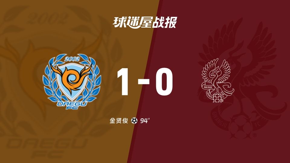 【韩K联】大邱FCvs光州FC比赛结果:大邱FC(1-0)光州FC比分战报(2025年11月08日)