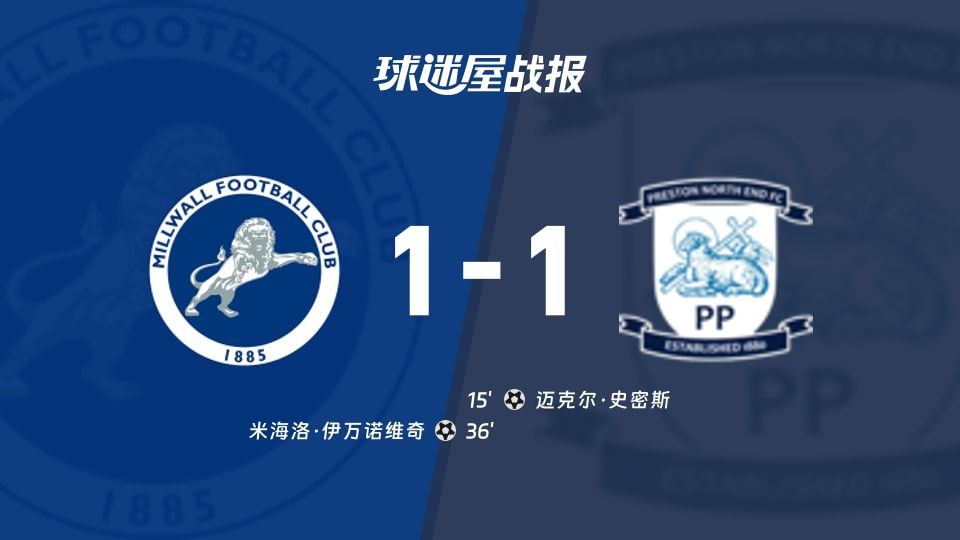 【英冠】米尔沃尔vs普雷斯顿比赛结果:米尔沃尔(1-1)普雷斯顿比分战报(2025年11月08日)