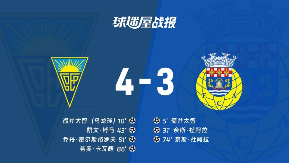 【葡超】埃斯托里尔vs阿罗卡比赛结果:埃斯托里尔(4-3)阿罗卡比分战报(2025年11月08日)