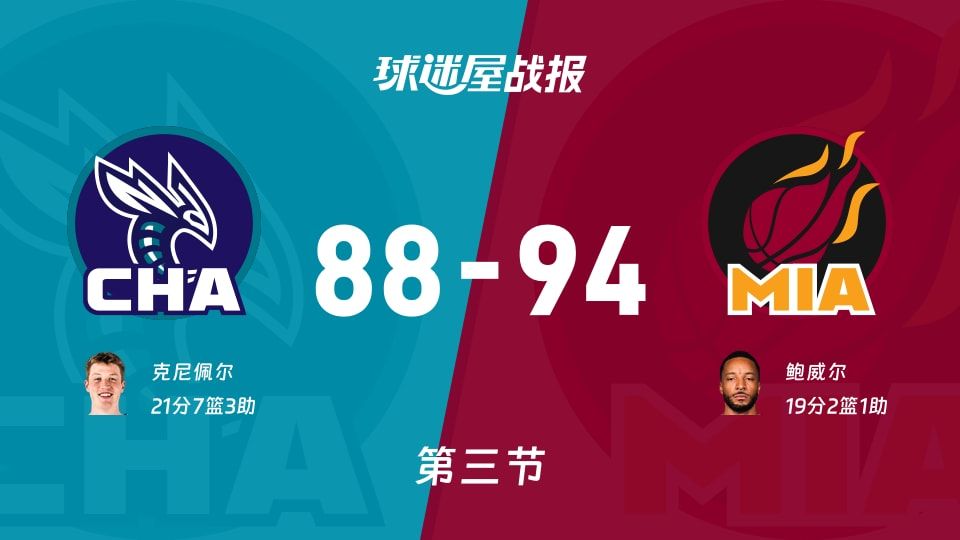 NBA常规赛:热火三节领先黄蜂6分,鲍威尔得到19分,克尼佩尔得到21分