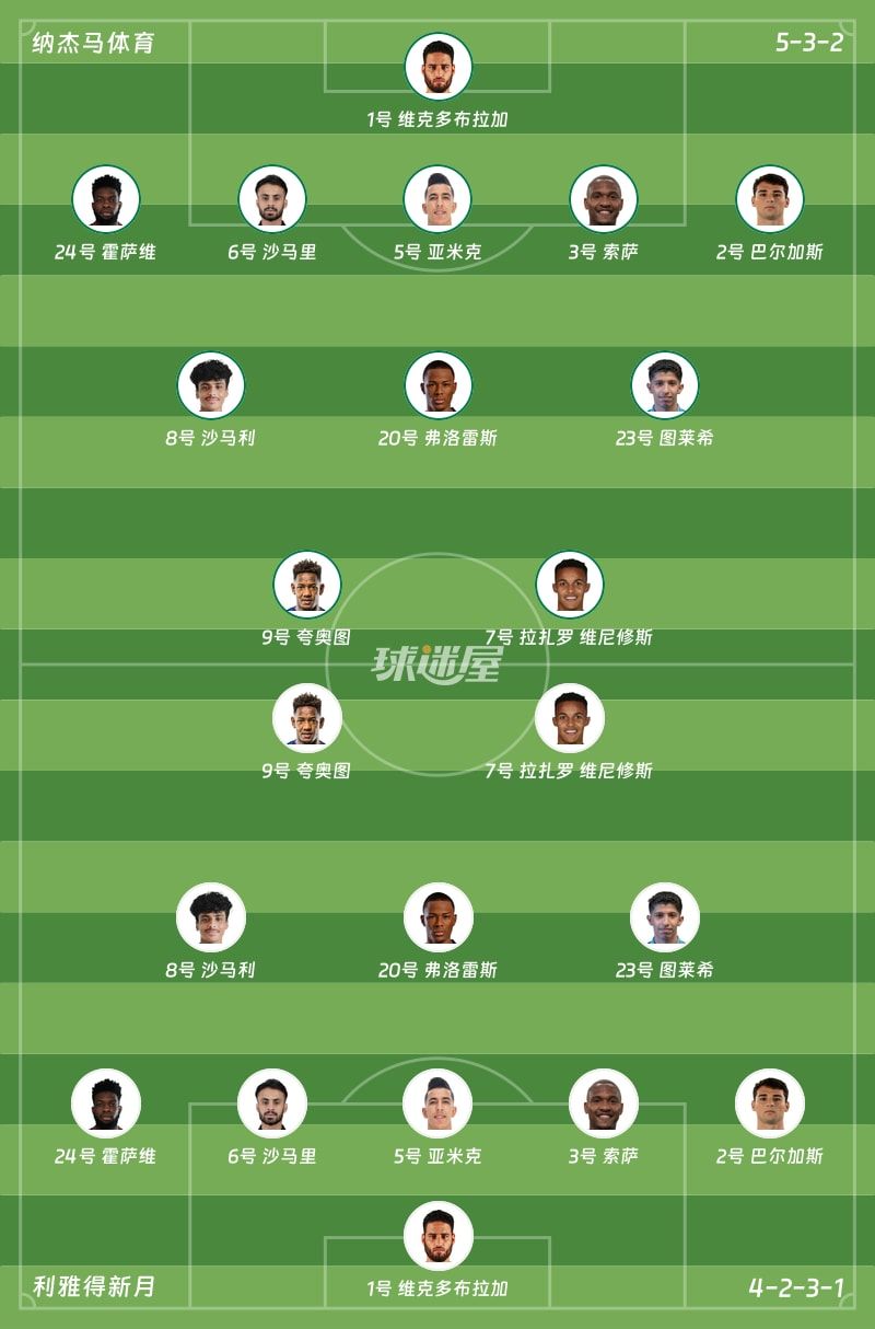纳杰马体育vs利雅得新月首发阵容