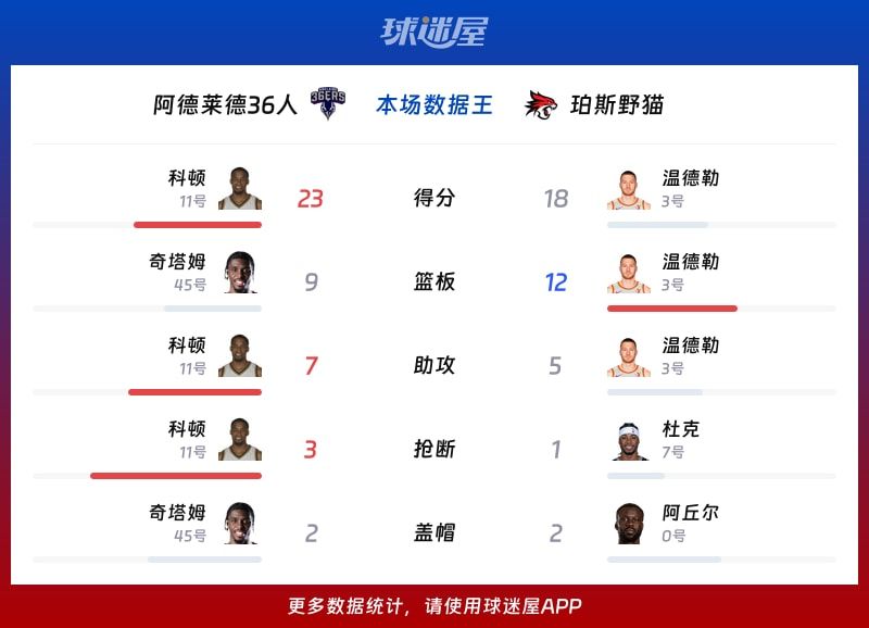 阿德莱德36人vs珀斯野猫各项最佳