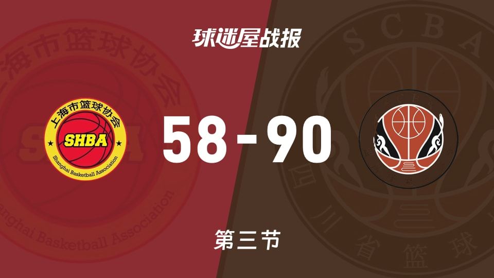 全运女篮杯赛：三节结束，四川女篮以90-58领先上海女篮