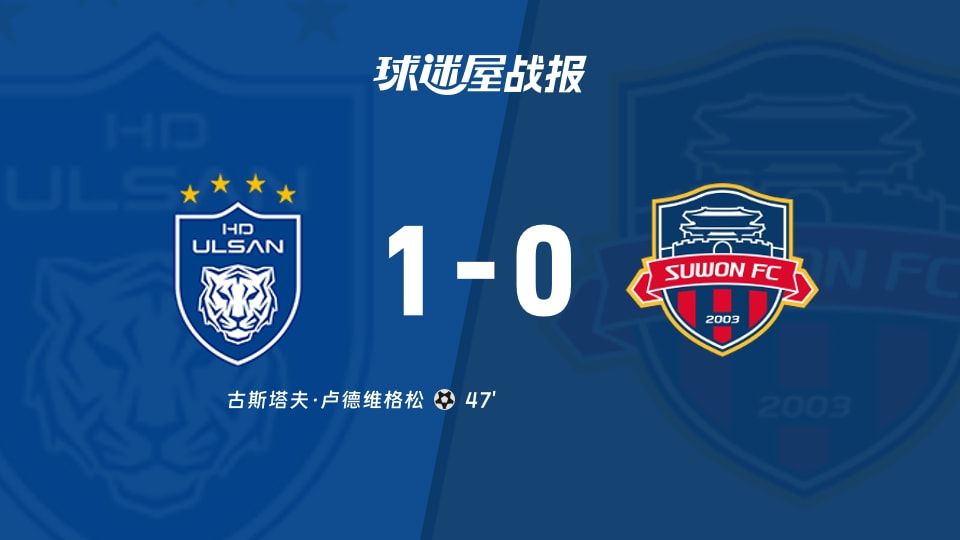 【韩K联】蔚山HDvs水原FC比赛结果:蔚山HD(1-0)水原FC比分战报(2025年11月09日)