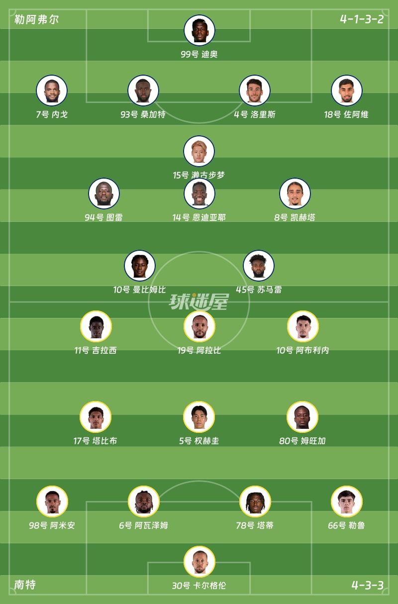 勒阿弗尔vs南特首发阵容