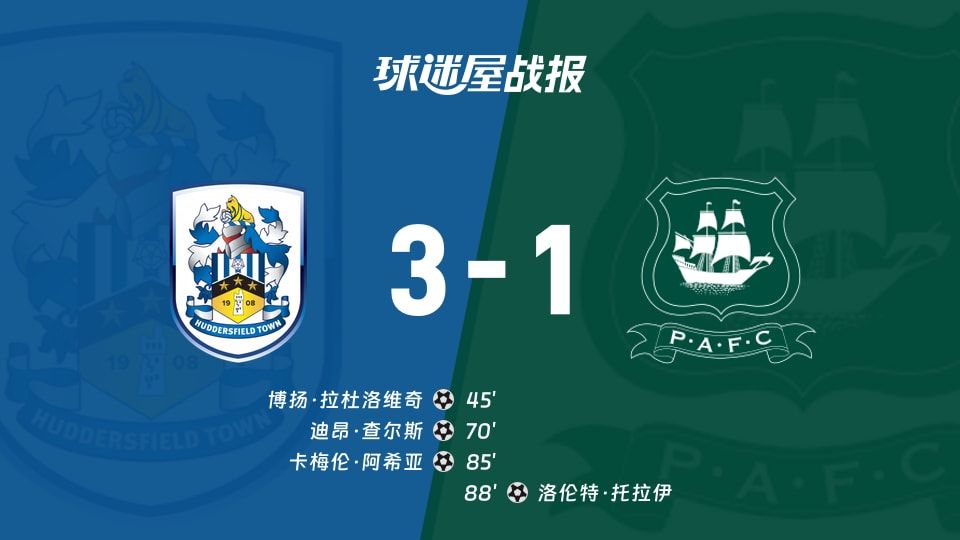 【英甲】哈德斯菲尔德vs普利茅斯比赛结果:哈德斯菲尔德(3-1)普利茅斯比分战报(2025年11月08日)